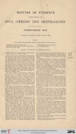 Minutes of evidence taken before the Royal Comission upon Decentralisation