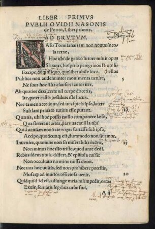 Publii Ovidii Nasonis de Ponto, Liber primus.