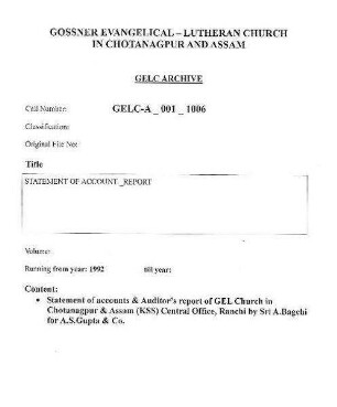 STATEMENT OF ACCOUNT