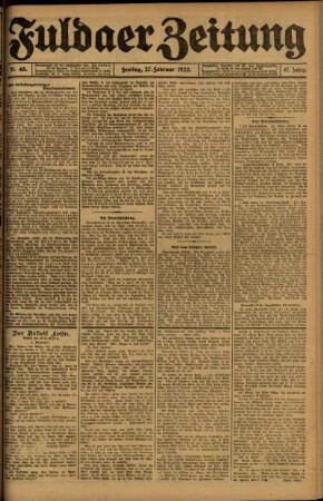Ausgabe vom Freitag, den 27. Februar 1920.