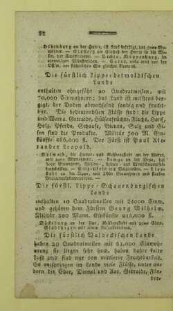Die fürstl. Lippe - Schauenburgischen Lande
