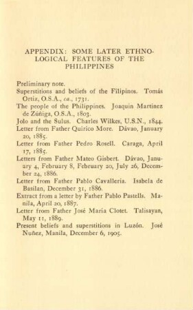 Appendix: Some later ethnological features of the Philippines