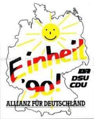 Aufkleber der "Allianz für Deutschland" zur Volkskammerwahl 1990 in der DDR