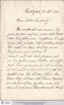 Brief vom 24.02.1921
