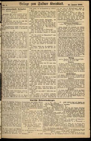 Zweite Ausgabe vom Samstag, den 20. Januar 1883.