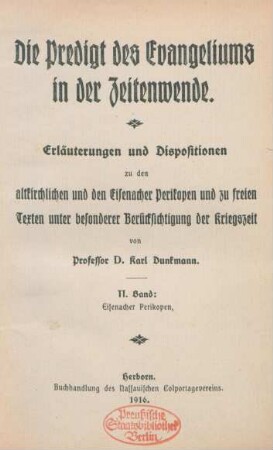 Bd. 2: Eisenacher Perikopen