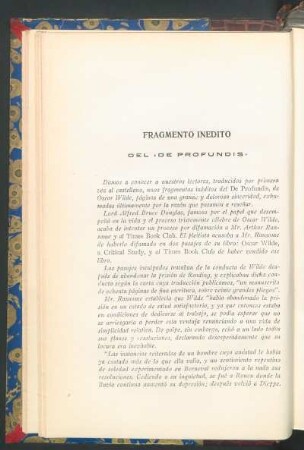 Fragmento inedito del "De profundis"