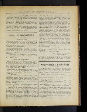 Modifications Douanieres
