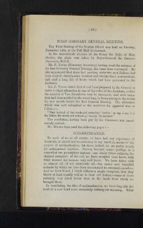 Ordinary General Meeting: Acclimatisation, by Edward Wilson, Esq.