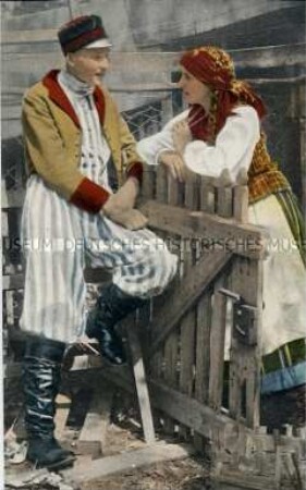 Junges Paar in polnischer Volkstracht