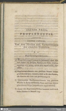 Erster Theil. Propaedeutik