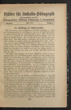 ¬Die¬ Ausbildung der Anstaltserzieher