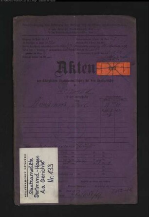 Landfriedensbruch (Plünderungen usw. in Hamm am 3.- 4.7.1919) Brinkwirth, Karl