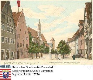Rothenburg ob der Tauber, Herrnstraße mit Franziskanerkirche