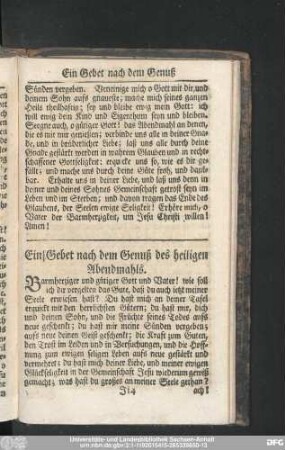 Ein Gebet nach dem Genuß des heiligen Abendmahls.