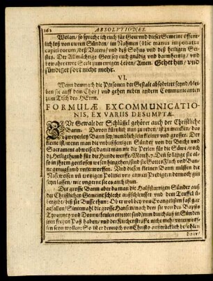 Formulae Excommunicationis, Ex Variis Desumptae.