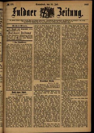 Ausgabe vom Samstag, den 30. Juli 1887.