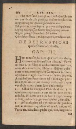 De Rei Rusticae quibusdam vocabulis. Cap. III.