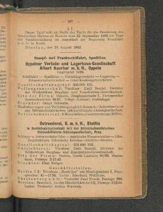 Oppelner Verlade- und Lagerhaus-Gesellschaft Albert Koerber m.b.H., Oppeln