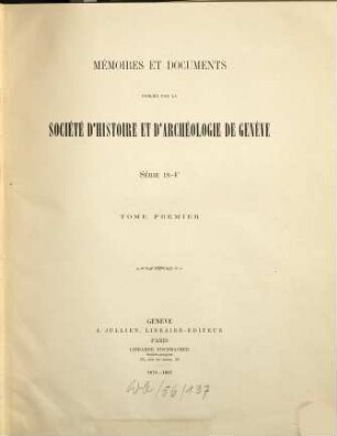 Mémoires et documents, 1