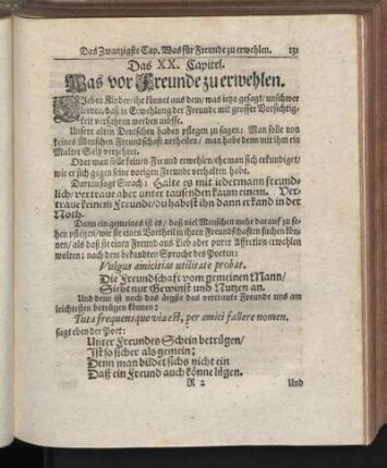 Das XX. Capitel. Was vor Freunde zu erwehlen