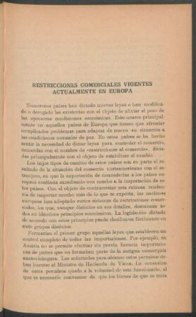 Restricciones comerciales vigentes actualmente en Europa