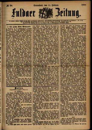 Ausgabe vom Samstag, den 11. Februar 1888.