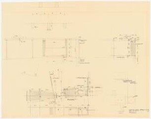 Autobahn Rasthaus, Kassel Außenanlagen: Grundriss, Schnitt, Details Pergola 1:50, 1:20, 1:1