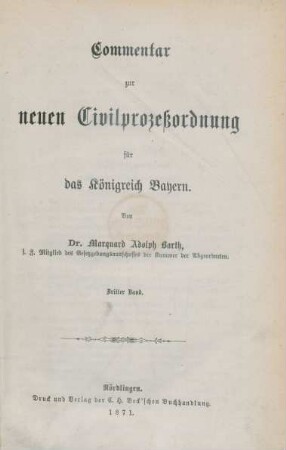 Bd. 3: Commentar zur neuen Civilprozeßordnung für das Königreich Bayern