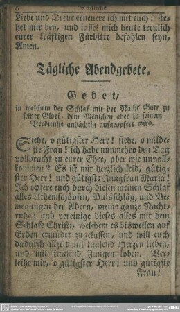 Tägliche Abendgebete