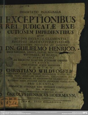 Dissertatio Inauguralis De Exceptionibus Rei Iudicatae Executionem Impedientibus
