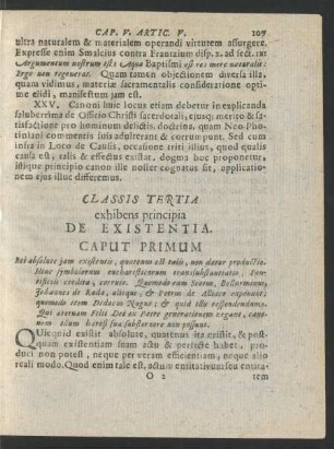 ClassisTtertia exhibens principia De Existentia.