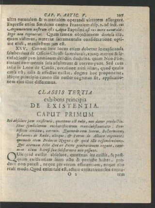 ClassisTtertia exhibens principia De Existentia.
