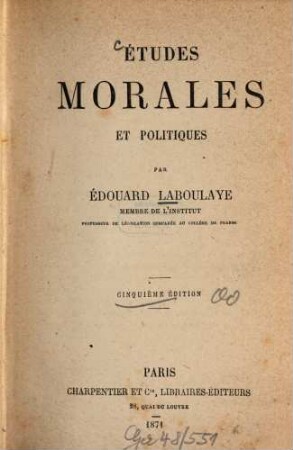 Études morales et politiques