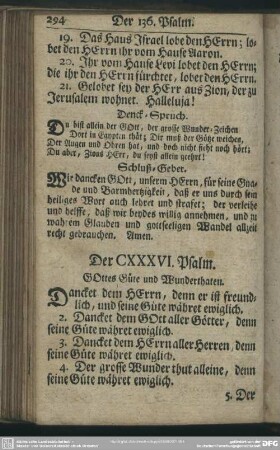 Der CXXXVI. Psalm : GOttes Güte und Wunderthaten