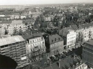 Dresden-Neustadt. Blick vom Turm der Dreikönigskirche über die Königstraße nach Nord-Nordwesten
