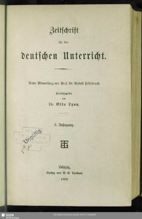 6.1892: Zeitschrift für den deutschen Unterricht