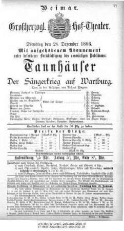 Tannhäuser oder Der Sängerkrieg auf Wartburg
