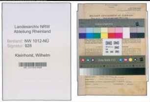 Entnazifizierung Wilhelm Kleinhorst , geb. 17.09.1889 (Finanzamt-Angestellter)