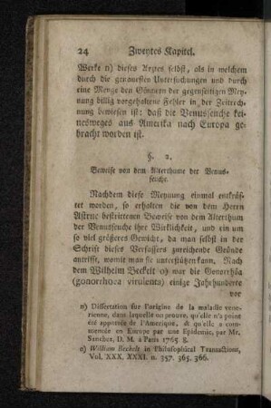 §. 2. Beweise von dem Alterthume der Venusseuche.