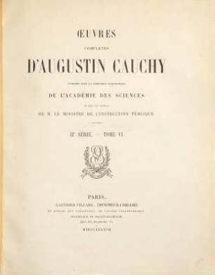 Oeuvres complètes d'Augustin Cauchy, 2,6. Exercices de mathématiques