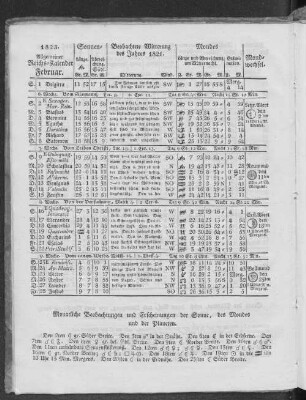1823. Allgemeiner Reichs-Kalender. Februar.