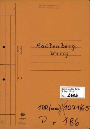 Personenheft Willy Rautenberg (*15.05.1894), Polizeiinspektor