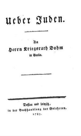 Ueber Juden / [Heinrich Friedrich Diez]