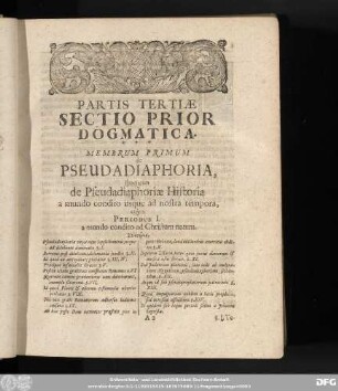 Sectio Prior Dogmatica.