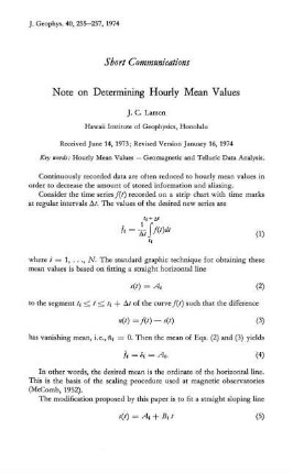 Note on determining hourly mean values
