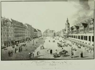 Marktplatz von Leipzig : Marktplatz von Leipzig (aquarellierte Radierung). Dresden, Kupferstich-Kabinett