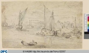 Fluss mit Segelbooten