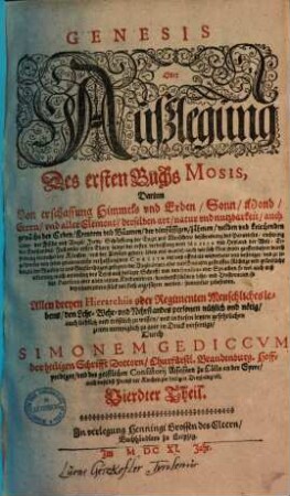 Genesis oder Außlegung des ersten Buchs Mosis, 4