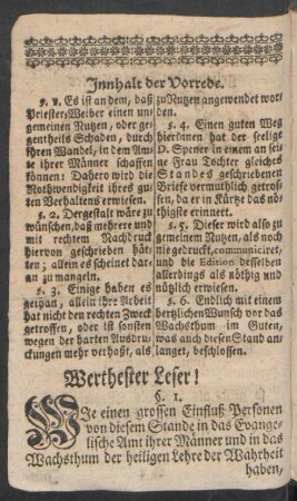 Innhalt der Vorrede